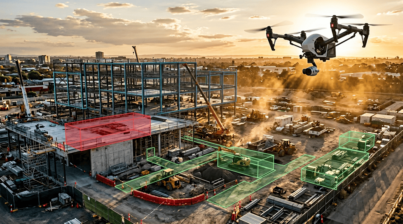Construction site monitoring with drones and remote area inspection